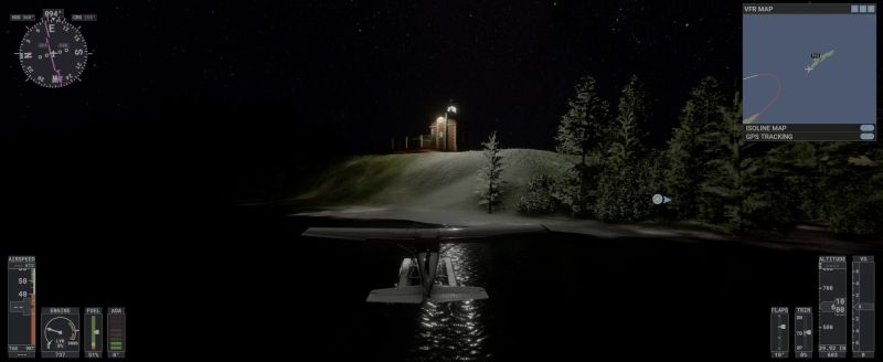 Night Flt near Passage Is. Lighthouse